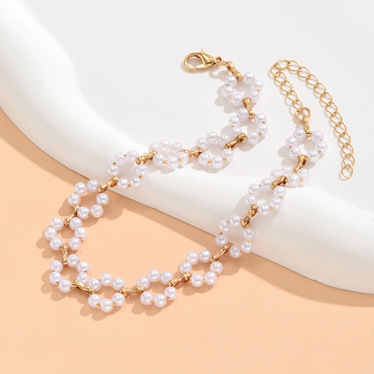 Women'S Gender Beaded, Enamel Design Sweet Flower Artificial Pearl Alloy Beaded Enamel Women's Anklet