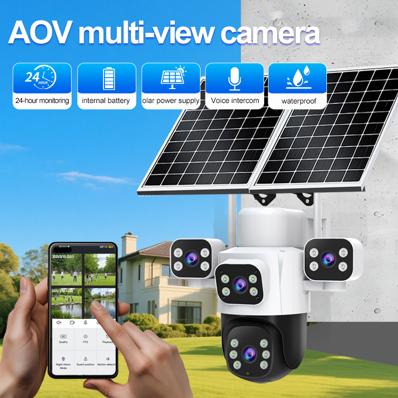 Cámara de monitoreo solar 4G al aire libre con visión nocturna 360 grados de rotación de teléfono móvil bidireccional intercomunicación de suministro de energía