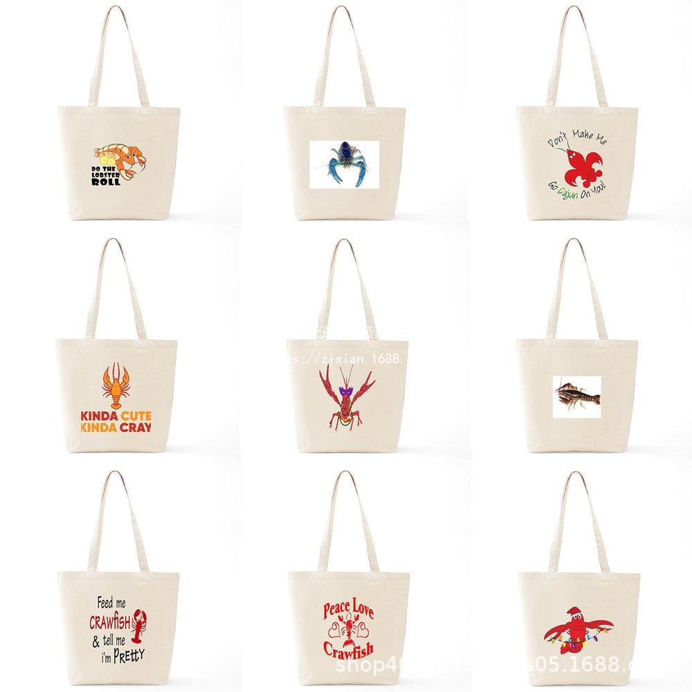 小龙虾 帆布包卡通原宿周边单肩包可爱女生时尚手提包袋斜挎包ins