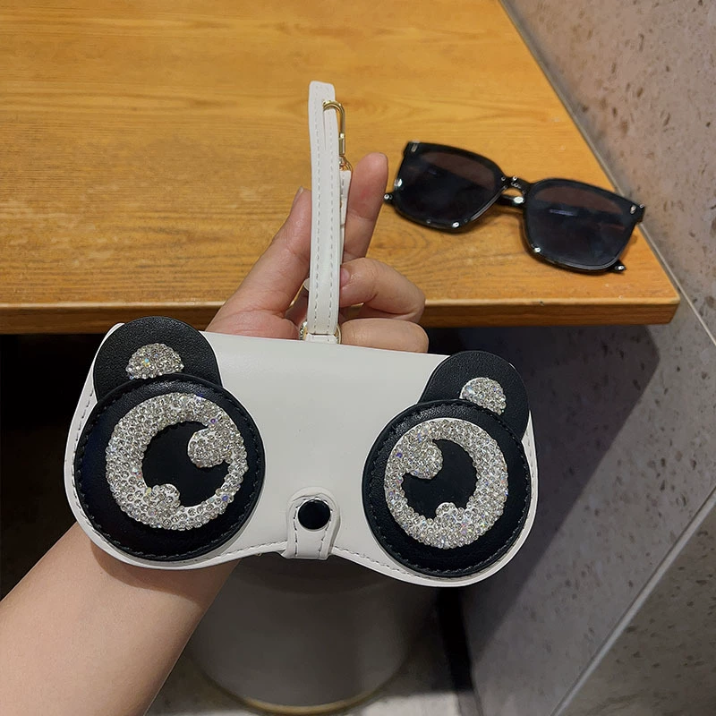 Cute brand glasses, handheld fashionable sunglasses solar-powered, protective case for men and women, bag decoration