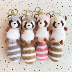 ネットの赤いかわいい長い尾のアライグマのぬいぐるみのキーホルダーは漫画のカバンを掛けて子供機の公仔の卸売りを飾ります。