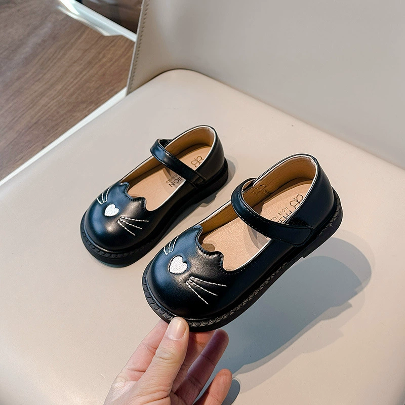 Children's cartoon shoes for princess for leather shoes, Korean style, soft sole