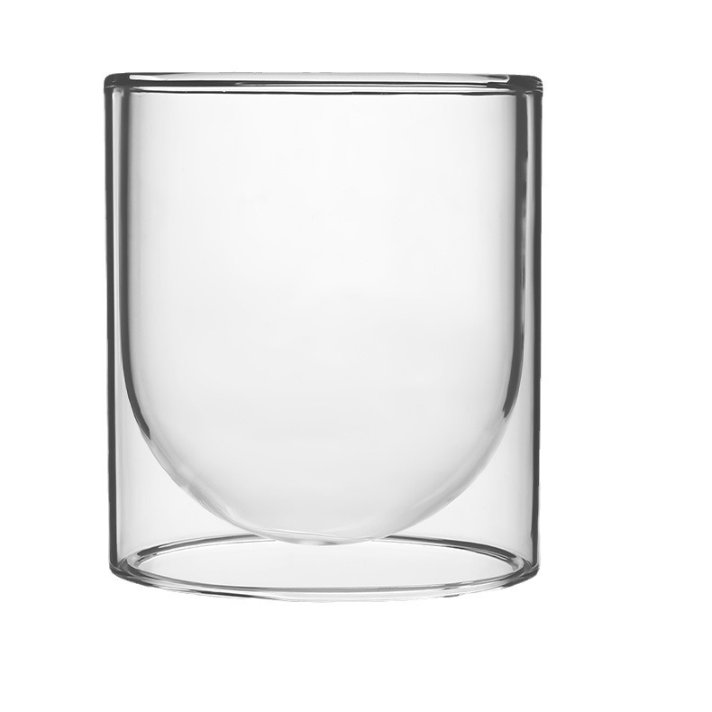 Taza de vidrio de doble capa de alta temperatura de alta borosilicona de vidrio de doble capa de vela de vela de doble capa de taza de té a prueba de quemaduras mayorista