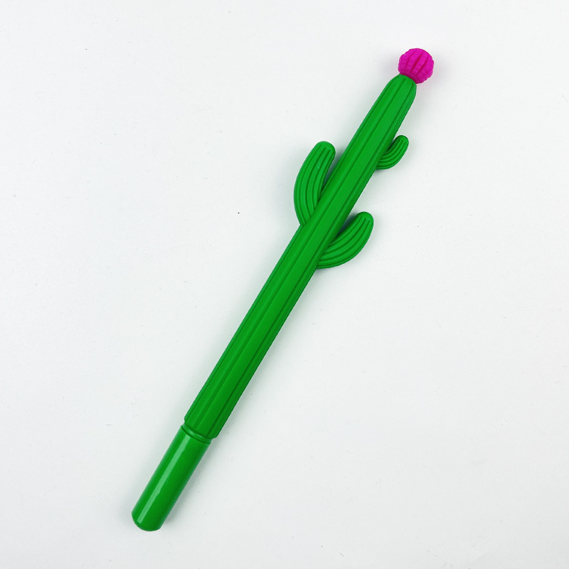 Pluma de descompresión de dibujos animados lindo cactus pluma de gel suave estudiante papelería creativa cactus forma de bola pluma de firma image 12