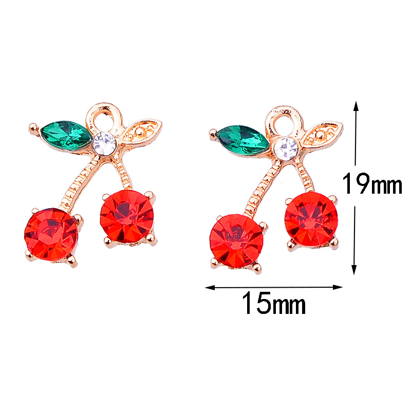 20 PCS/Package 15 * 19mm Alloy Zircon Cherry Polished Pendant display picture 2