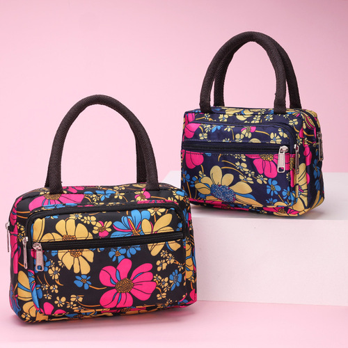 2024新款手提包牛津防水妈妈买菜包饭盒便当包中老年韩版手拎包