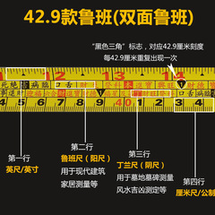 Authentic Feng Shui Yin Yang 42.9-inch Ruler with Steel Tape Measure, 3m, 5m, 7.5m, 10m, Shockproof with Leather Case