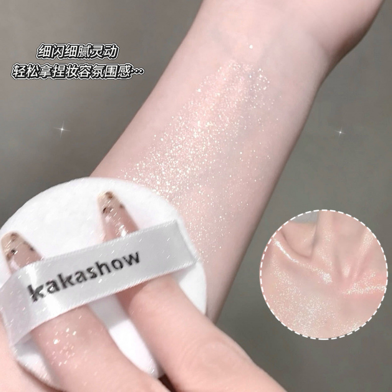 kakashow polvo brillante de alto brillo, brillo fino, brillo fino, brillo fino en la cara, atmósfera transparente, brillo explosivo, maquillaje de belleza transfronterizo.