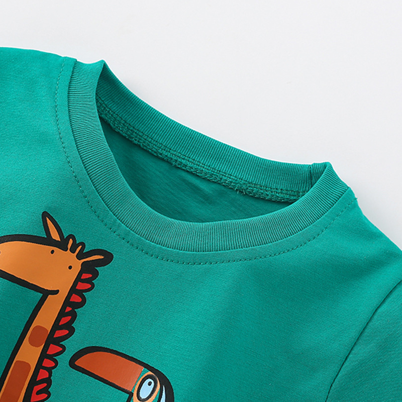 summer T-shirt for boys with a round collar