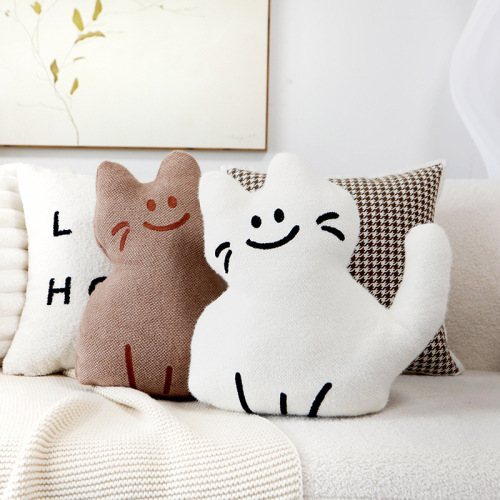 Original cat pillowcase cartoon Nordic ins style cute white cushion bag pillow living room sofa lumbar pillow cushion