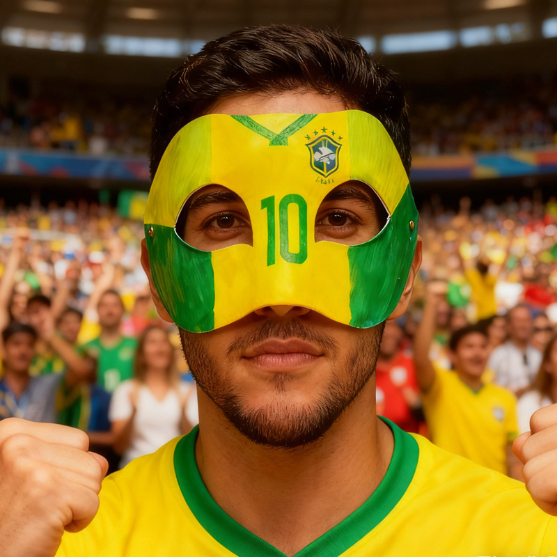 Amazon pintado a mano mascaras de gato DIY mitad cara venecia Copa del mundo de fútbol pintado máscaras de pulpa infantil TK