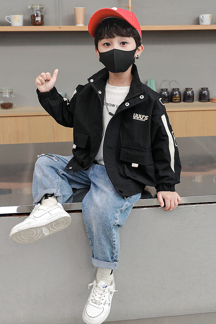 Sprint Suit 2023 Spring and Autumn New Children's Standing Neck Windbreaker Boys' Handsome Versatile_voghion.com