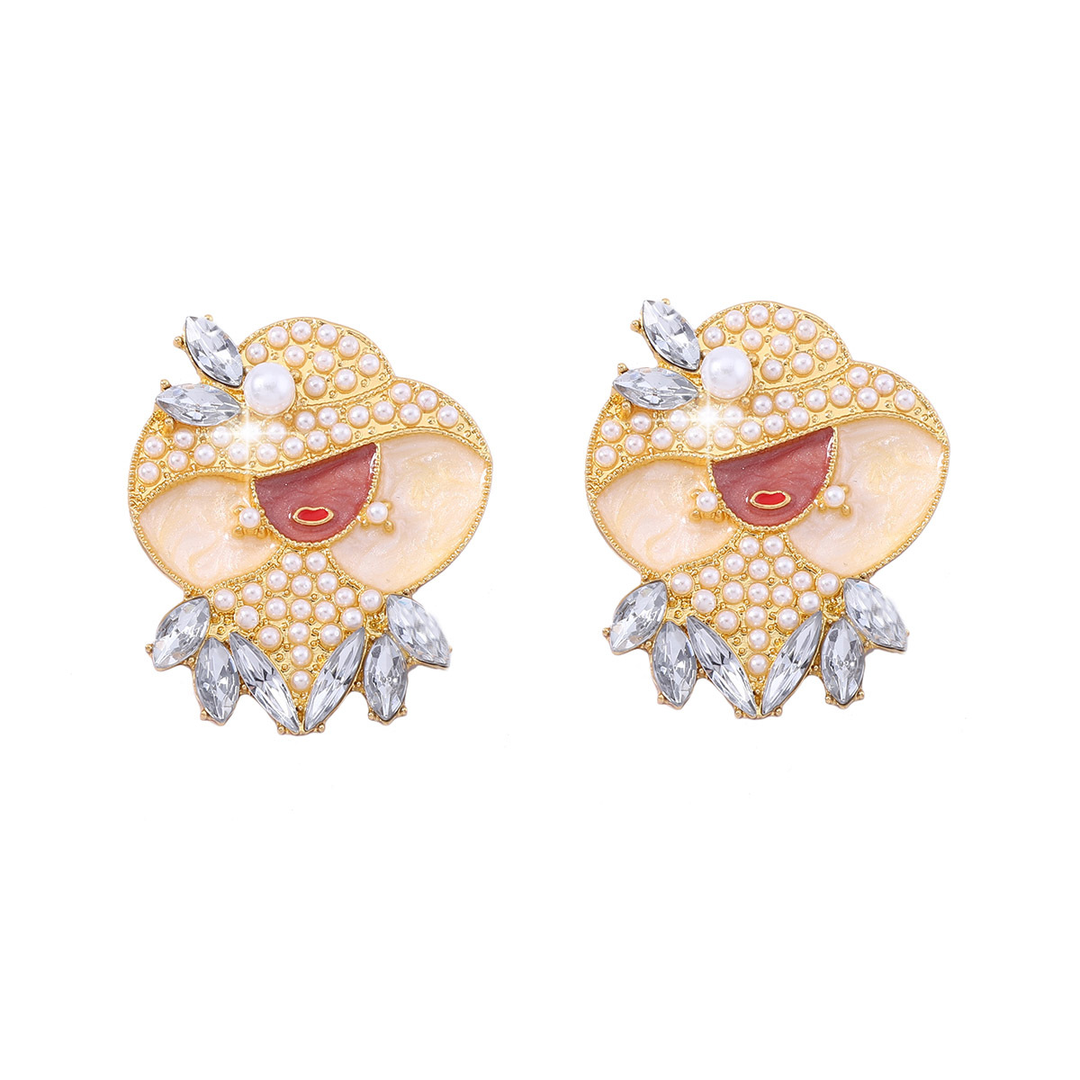1 Pair Lady Cartoon Character Zinc Alloy Artificial Gemstones Earrings display picture 5
