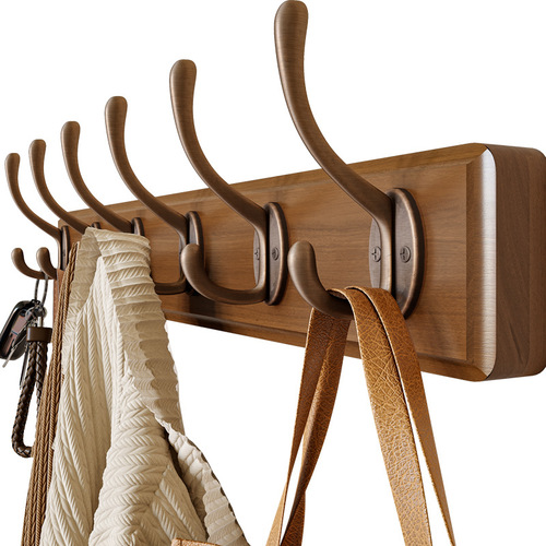 Wall-mounted clothes hanger, wall-mounted entrance door, entrance door, solid wood coat hook, no punching wall clothes hook
