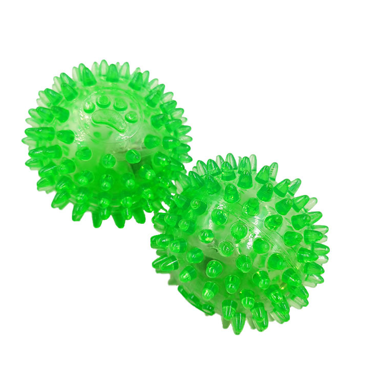 Mascota flash bola elástica juguete TPR bola espina luminosa gato perro molar diente limpieza entrenamiento juguete en stock