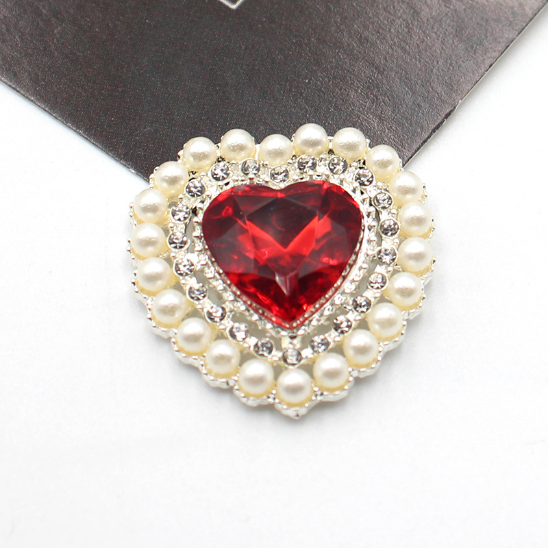 27mm銀色桃心真珠花盤合金部品diy髪飾り花盤ドリル頭飾りアクセサリー部品