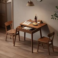 实木折叠餐桌餐边柜饭桌家用新中式简约小方桌小户型餐桌椅组合