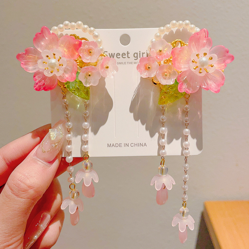 Clip de cabello de estilo nacional para niños 2025 nuevo estilo antiguo pince de cabello broche pince de cabello de niña Hanfu tocado de niña flores de cabeza