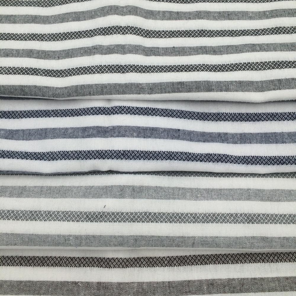 现货供应3色条纹布料衬衫面料女装休闲服色织布轻纺城横条先染布