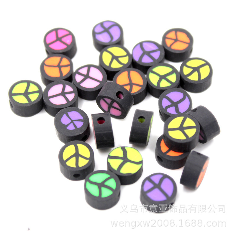 Cuentas de cerámica suave DIY, caras sonrientes, sueltas para pulseras y collares