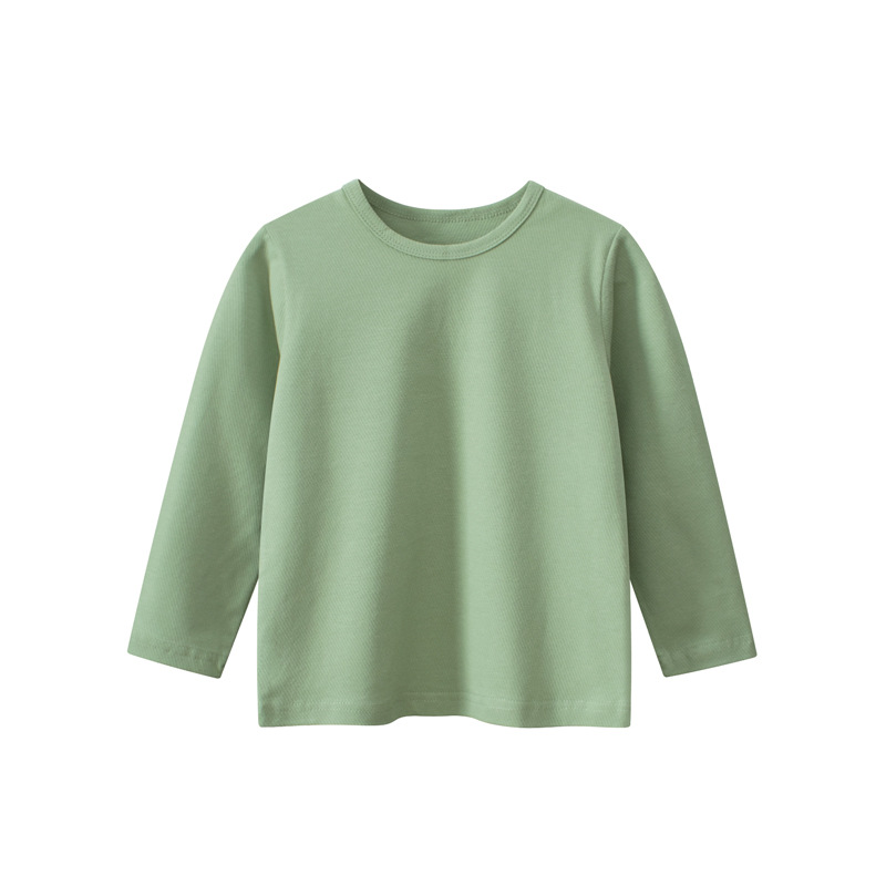 27 niños de primavera y otoño ropa para niños camisa de fondo para niños de estilo coreano color sólido Bebé Ropa para niños Camiseta de manga larga entrega de una pieza