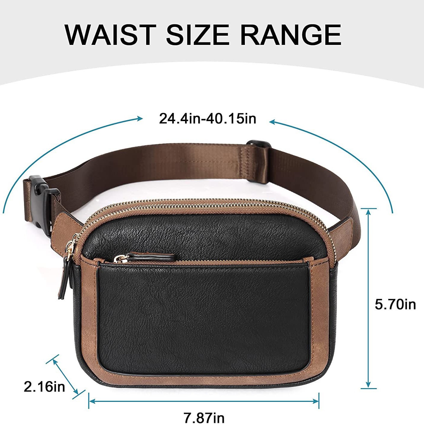 En stock venta al por mayor Amazon nuevo bolso de mensajero transfronterizo bolso de la cintura correa de hombro ajustable bolso de la cintura de las mujeres de cuero artificial