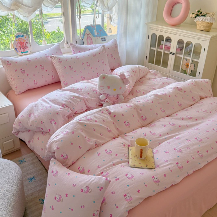 Bedding Set for Elementary Students, 3- or 4-Piece, Cute Prints (Ice Cream/ Bears/ Dog), Multiple Sizes