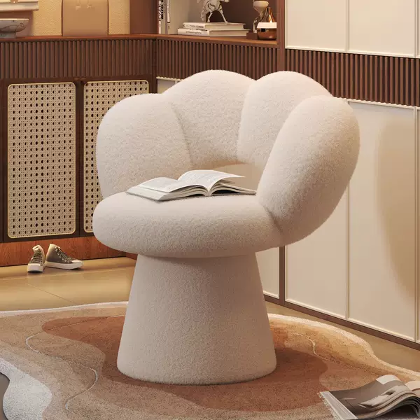 Cream-colored dressing stool, makeup chair for home living room, simple bedroom dressing table stool with backrest, rotating manicure chair