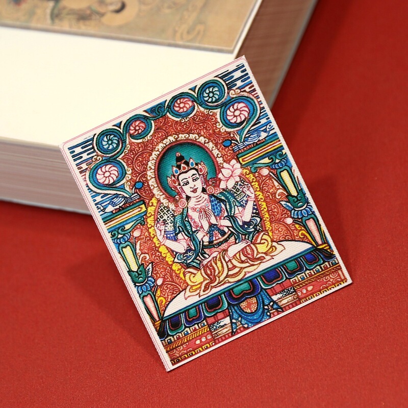 手描きの金描きチベット生の8つの守護者ザキラムタンカ卸売絵画コアボックス特別なキャンバス|undefined