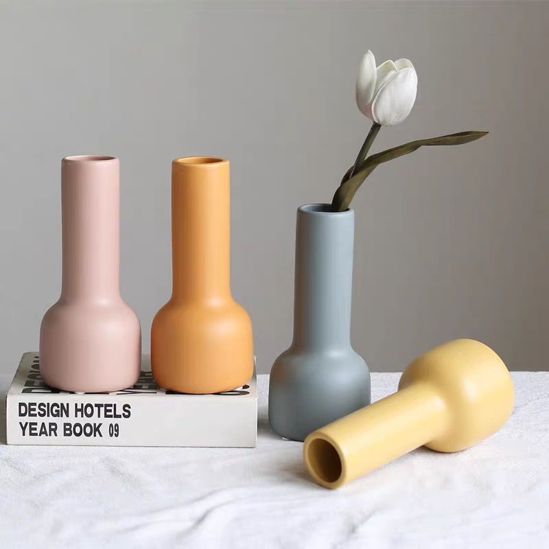 Estilo nórdico creativo simple Morandi florero de cerámica decoración hogar suave salón fábrica al por mayor
