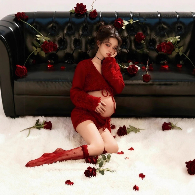 2026 Photo Studio New Pregnant Women Photo Theme High-End Sweet and Gentle Style Sweater Suit Art Photography Clothes