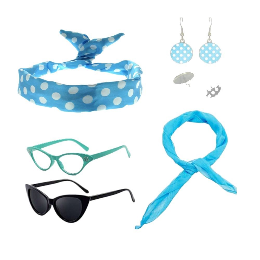 Cosplay de fiesta de la era europea y americana, ropa retro de la década de 1950, aretes de lunares, aretes, diadema, accesorios