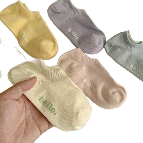 Women's Letter Socks, Summer Thin Low-Cut Invisible Anti-Slip Ankle Socks, Cute and Fashionable, Japanese Girl Style Trend