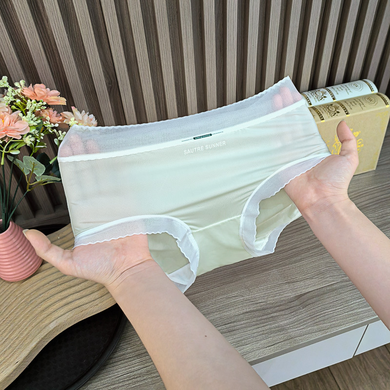 Piel de hielo ultrafina, ligero, sedoso, sin costuras, máscara de alta elasticidad, pantalones desnudos, bacterias del ácido láctico, entrepierna, ropa interior de seda de hielo, refrescante