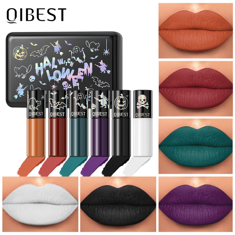 QIBEST クロスボーダーハロウィンマットリップ釉薬セット口紅ヴァンパイアベルベット色褪せしにくいリップメイク|undefined