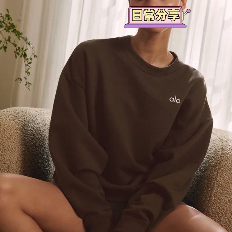alo女士卫衣2025夏季新款圆领字母休闲宽松百搭时尚长袖卫衣上衣|undefined