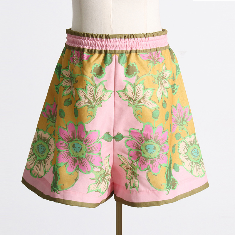 Daily Women's Elegant Vintage Style Printing Spandex Polyester Printing Shorts Sets Shorts Sets display picture 7