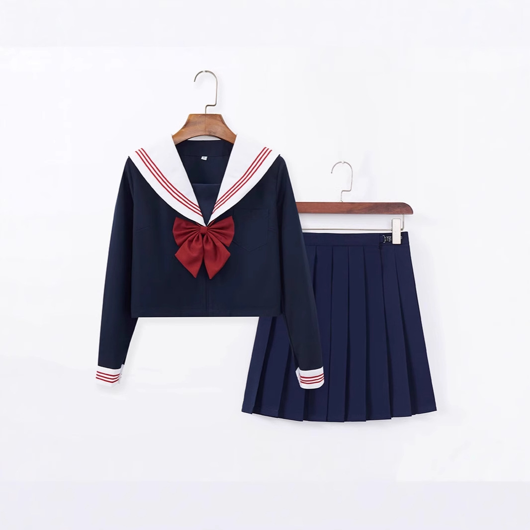 Factory on behalf of the package after-sales white-collar red three sailor suit jk uniform school for the sense of academic style pleated skirt suit