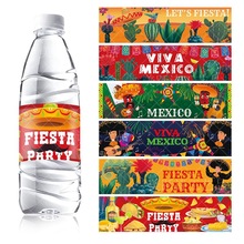 跨境新款墨西哥派对装饰水瓶贴纸标签 墨西哥狂欢节派对装饰贴纸