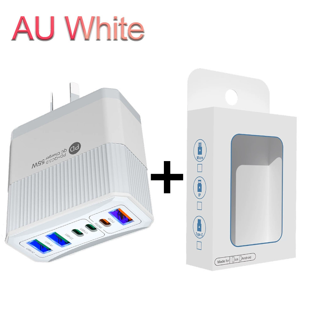 Зарядное устройство для мобильного телефона 3PD+3USB, быстрая зарядка для путешествий, зарядный блок PD55W QC3.0+PD25W