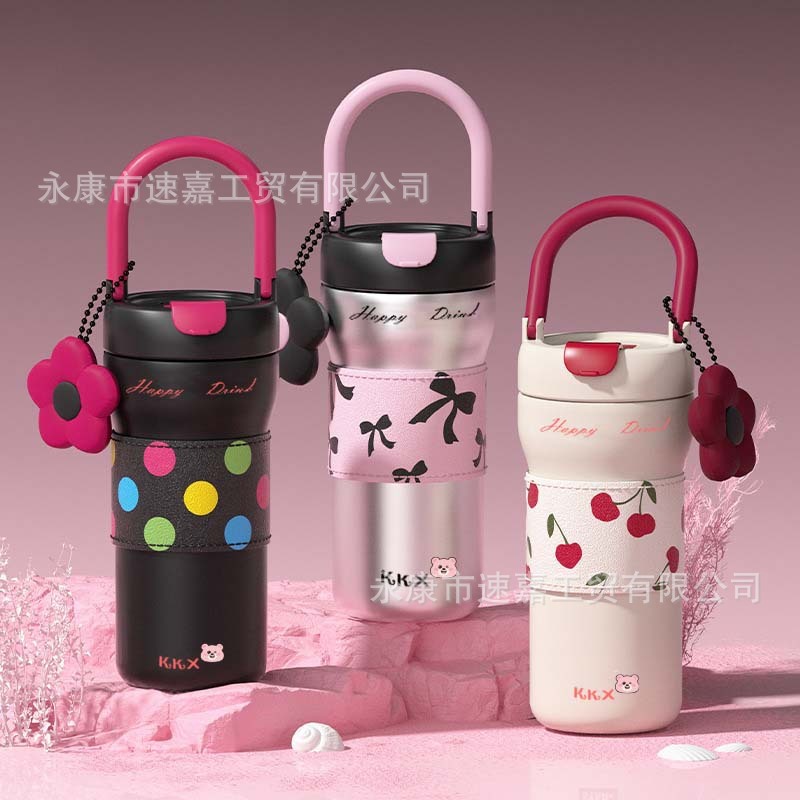 新款高颜值咖啡杯316不锈钢保温杯便携手提学生水杯直饮拎拎水杯|undefined