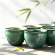 晨雾陶瓷龙泉青瓷陶瓷茶具功夫茶道普洱茶杯大茶碗 弟窑粉青茶盏