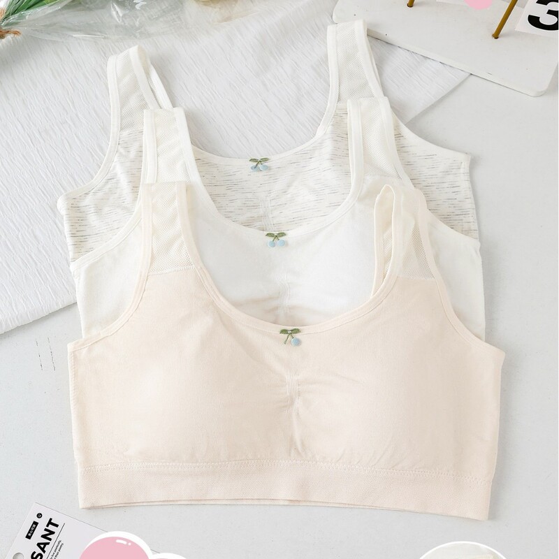 Three-Stage Summer Development Period Girls' Seamless Underwear for Girls, Junior High School and Primary School Students' Bra, Light and Breathable