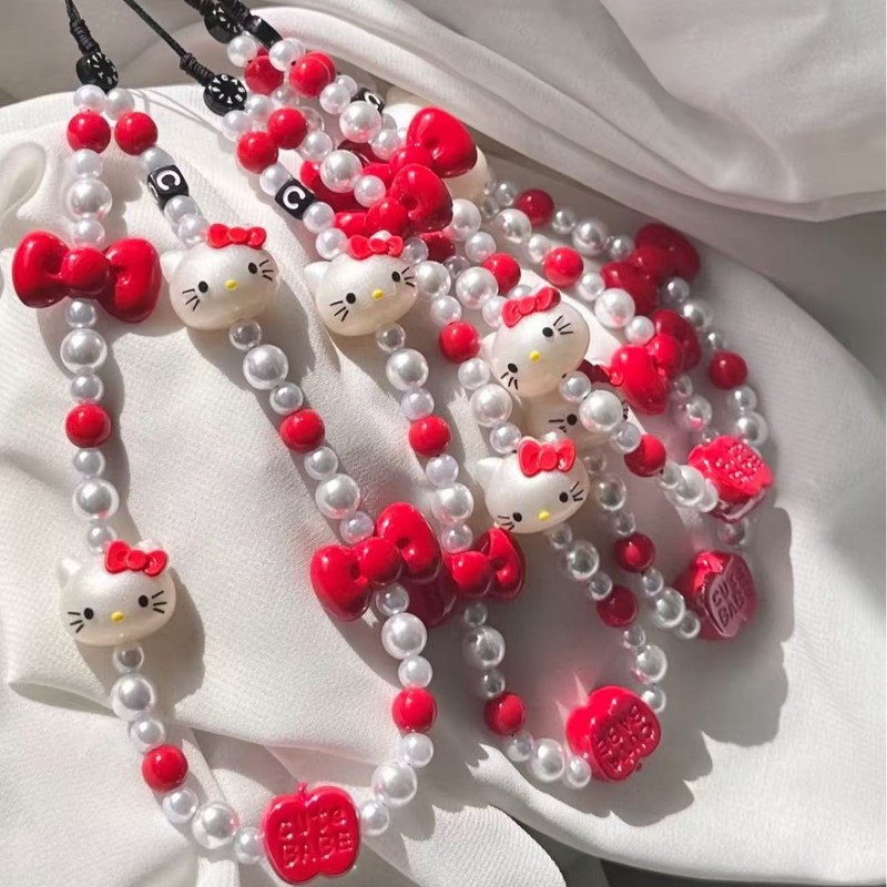 手机链三丽鸥hello kitty硅胶kt猫平替款串珠ccd装饰背包手机挂绳|undefined