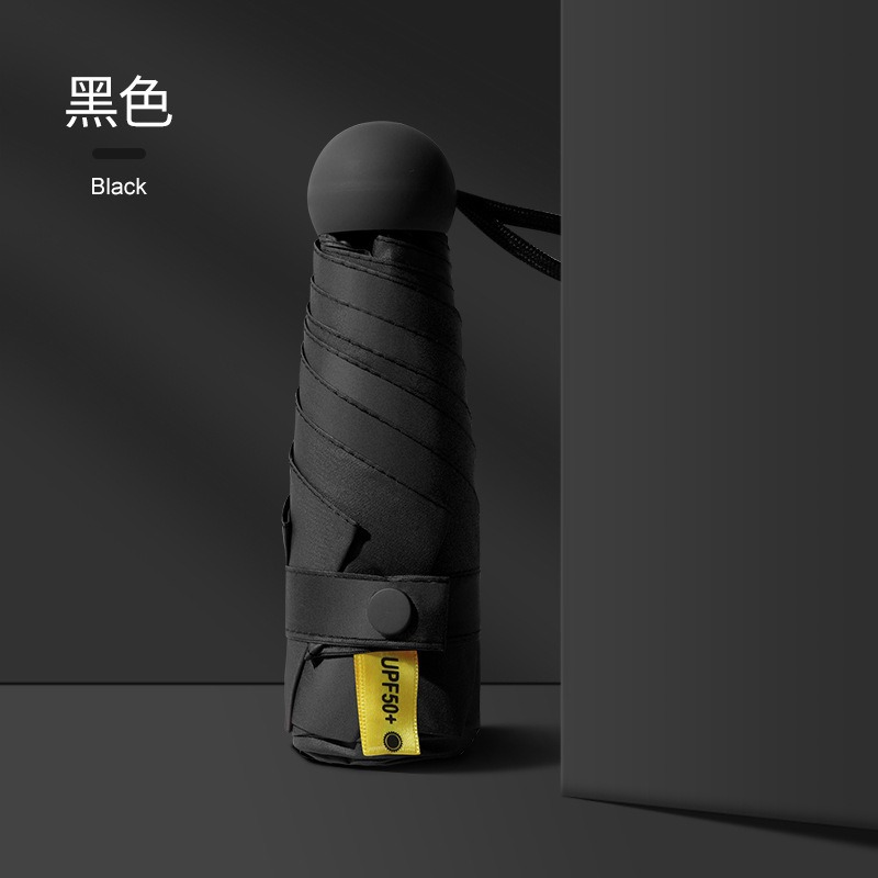 Cápsula paraguas protección solar Protección UV paraguas reforzado de ocho huesos paraguas cinco veces pequeña sombrilla portátil