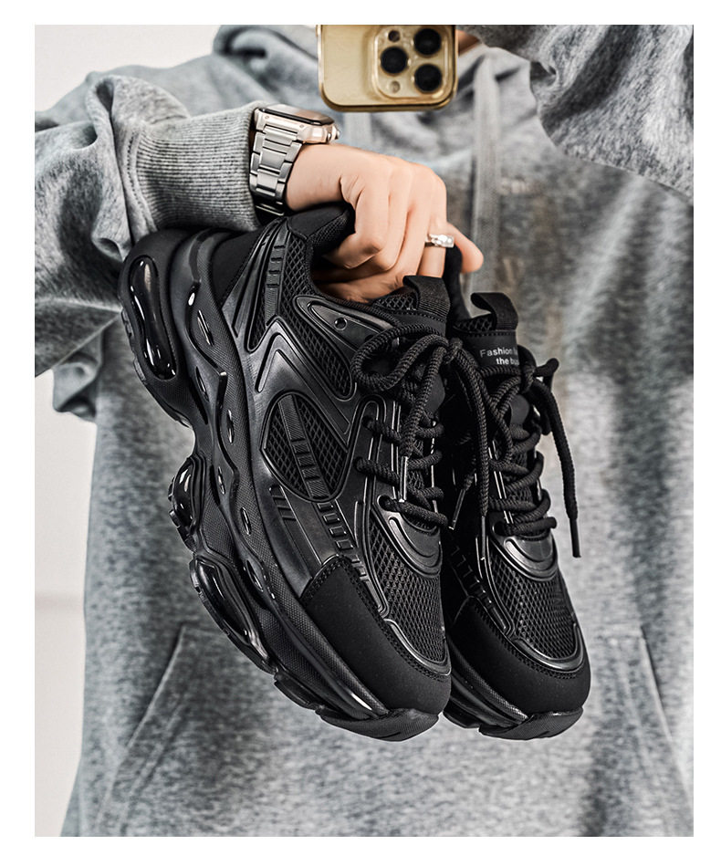 Giày thể thao nam cổ thấp đế bằng, giày chạy bộ giảm chấn đệm khí, giày sneaker dad tăng chiều cao — VZS8099 màu kaki, VZS8099 màu đen chi tiết 19