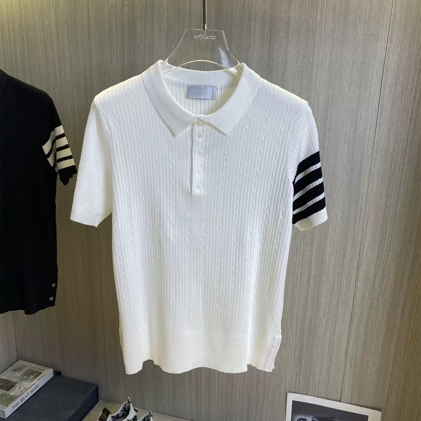 Polo camiseta de punto camiseta de manga corta hombre cuatro barras TB rayas tricolores torsión vieja fábrica de viento de dinero transfronterizo al por mayor