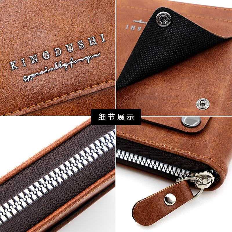 Europa y América retro de los nuevos hombres de la cartera corta de gran capacidad Multi-tarjeta de bolsillo titular de la tarjeta de los hombres de la cartera de la cadena