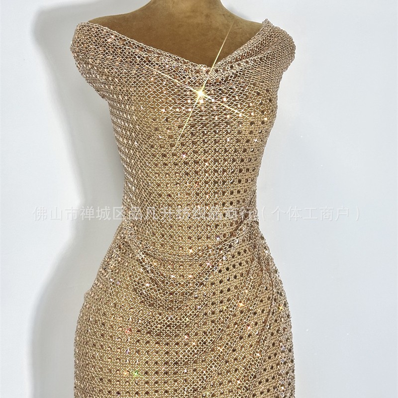 Fábrica de nuevo punto de Europa y Estados Unidos ropa de mujer transfronteriza celebridad vientos de moda chaqueta de diamante trenco conjunto de tela