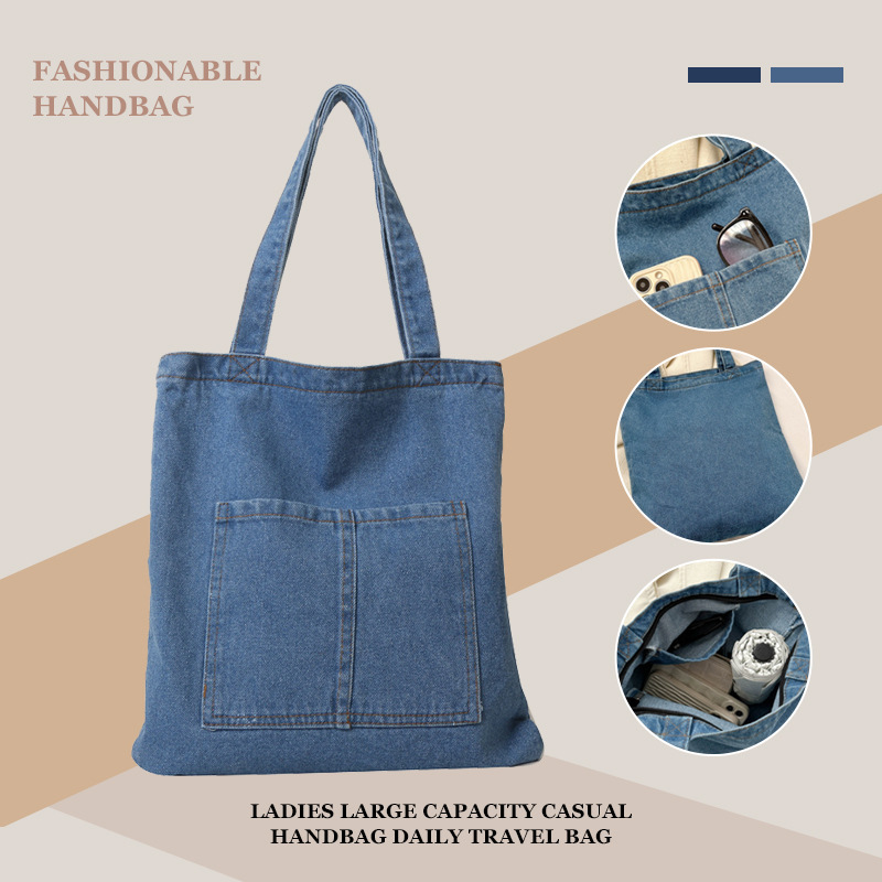 Cross-Border Denim Large-Capacity Tote Bag for Women, Fashionable and Versatile Ins Shoulder Bag, Simple Casual Commuter Underarm Bag Cross-Border Denim Large-Capacity Tote Bag for Women, Fashionable and Versatile Ins Shoulder Bag, Simple Casual Commuter Underarm Bag
